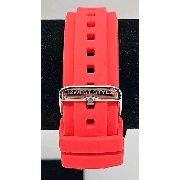 32West Styl'z Men's Watch RED Color Strap & Bezel New DC on dial = Dade County - Picture 7 of 12